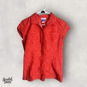 Columbia Red Short Sleeve Button Up Shirt Size Medium Casual Outdoor Wear